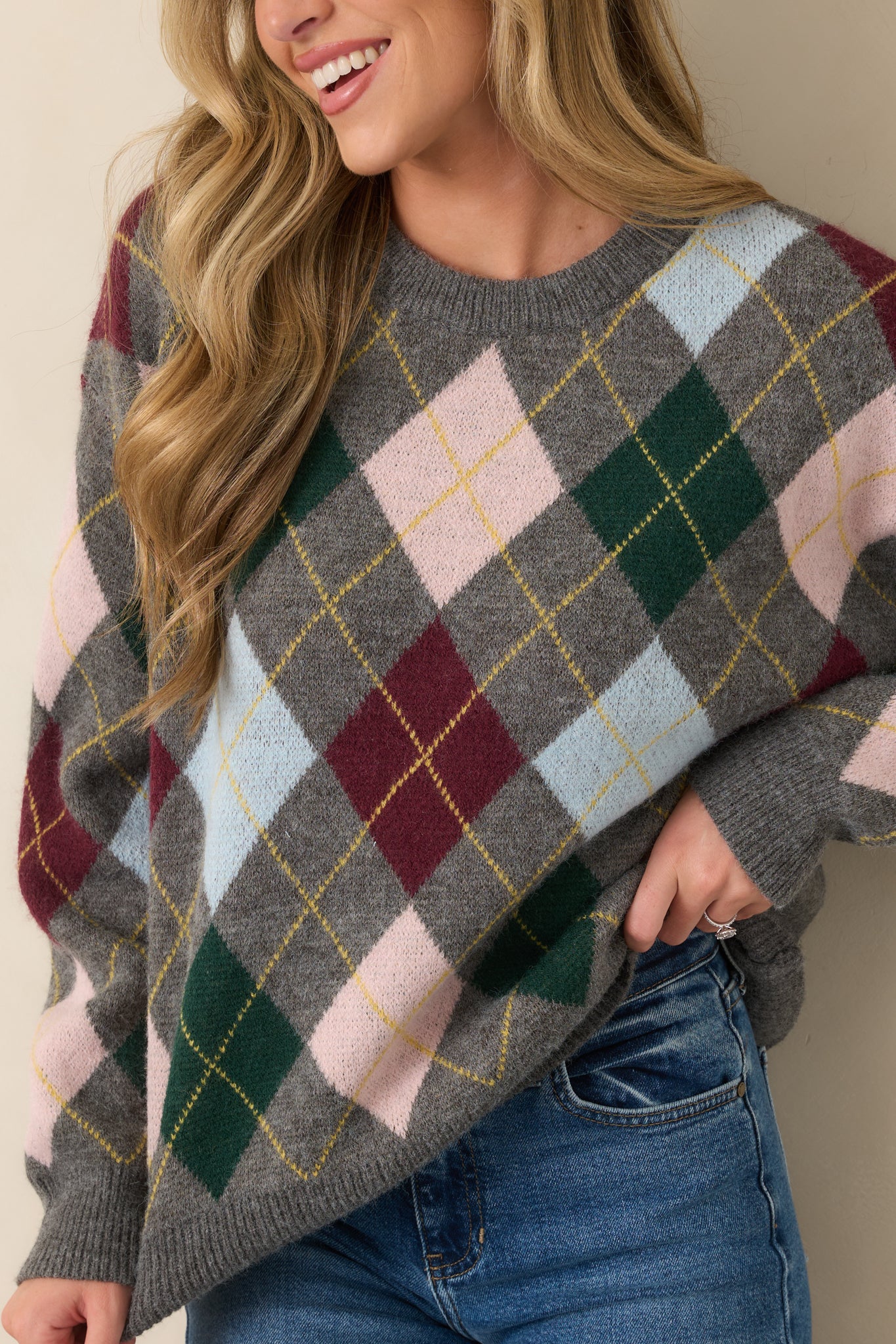 Good Thinking Grey Multi Argyle Sweater