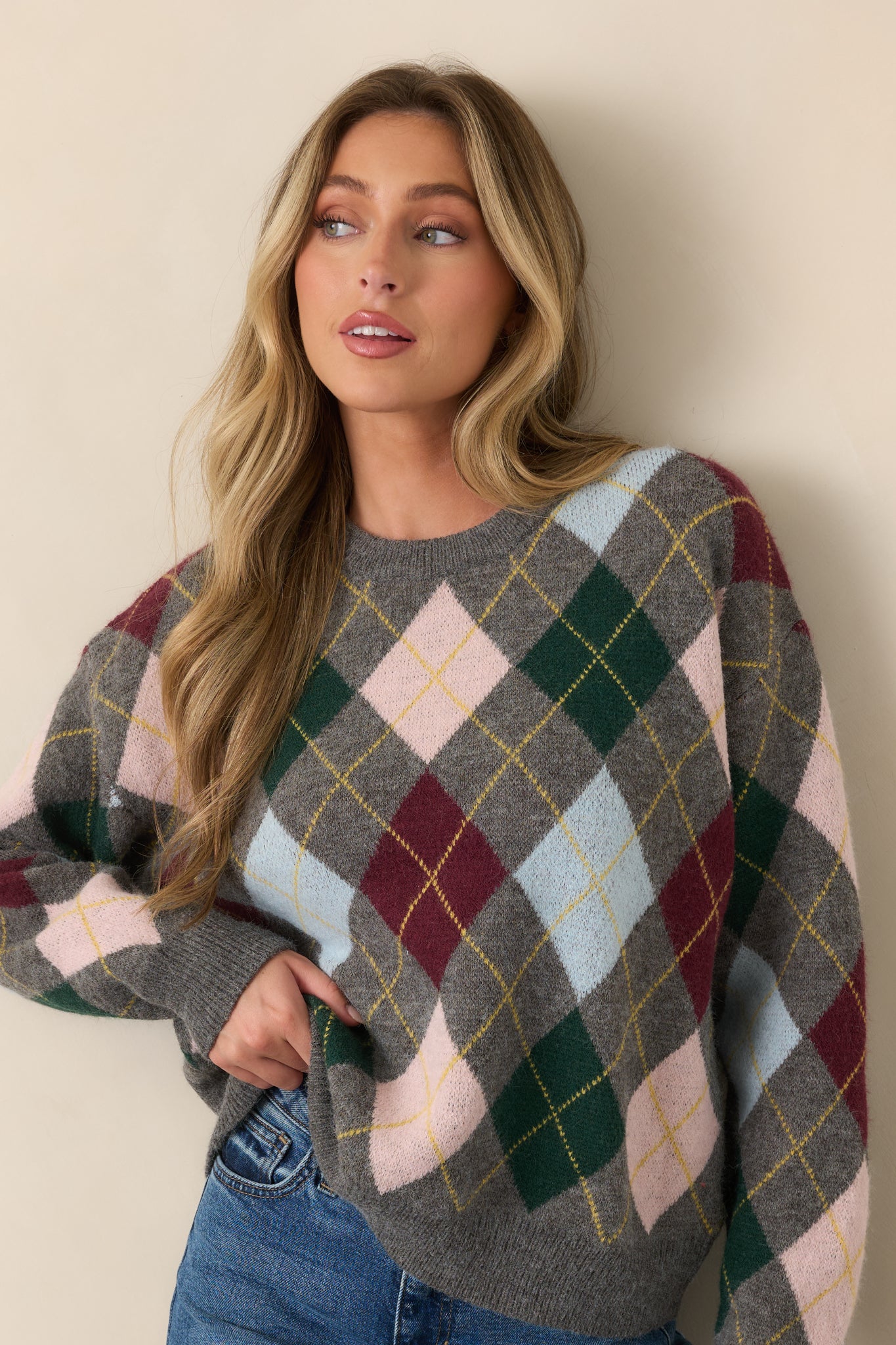 Good Thinking Grey Multi Argyle Sweater