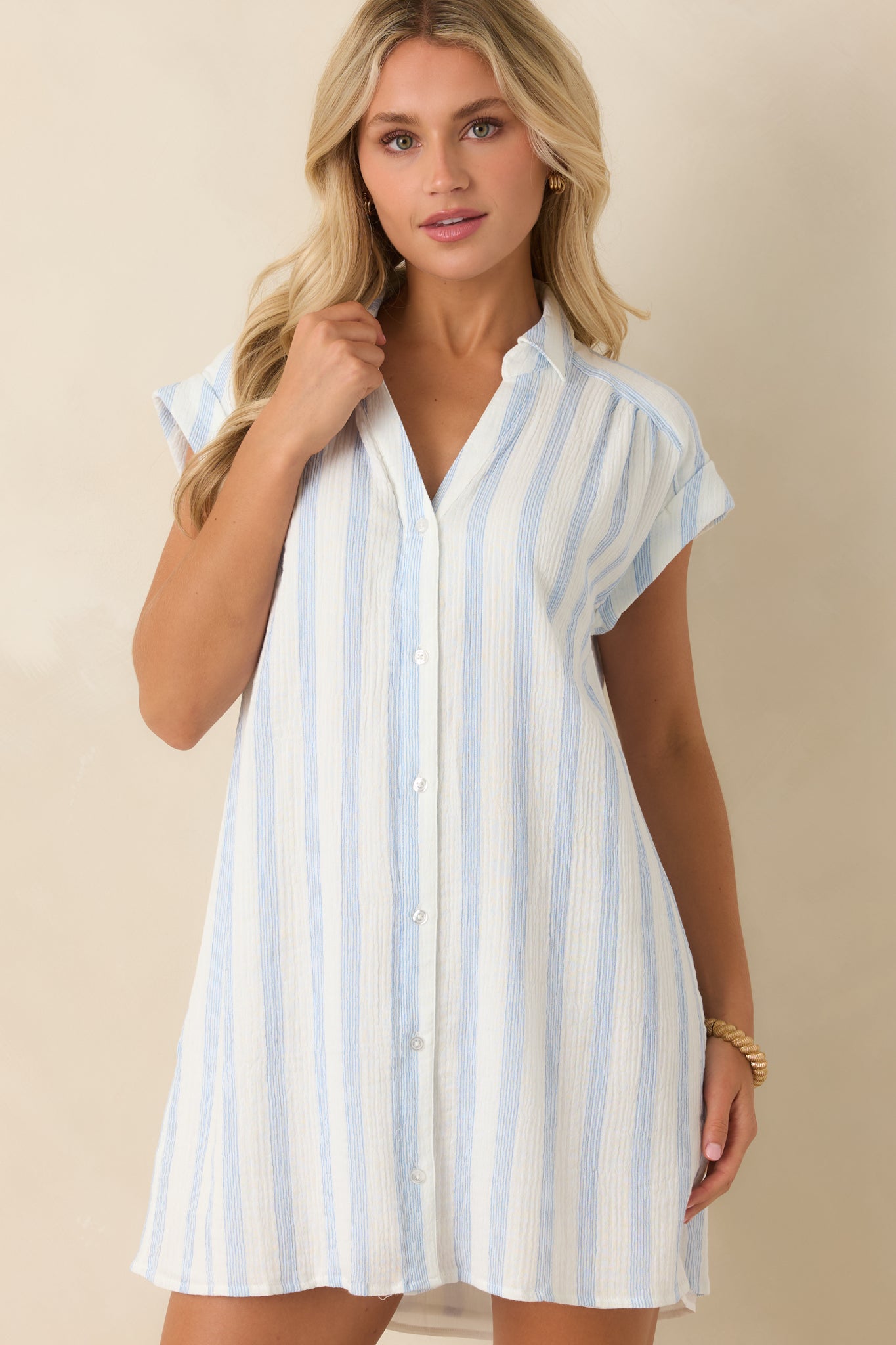 Z Supply Shellbound Blue Stripe Cotton Mini Dress | All Dresses
