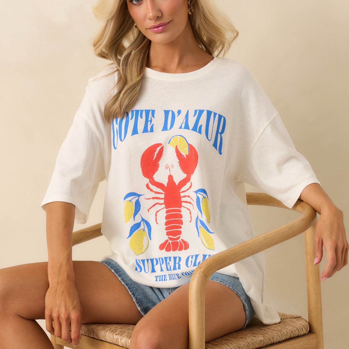 Z Supply Cotton Blue Coast SoCal Tee In Ivory | Red Dress