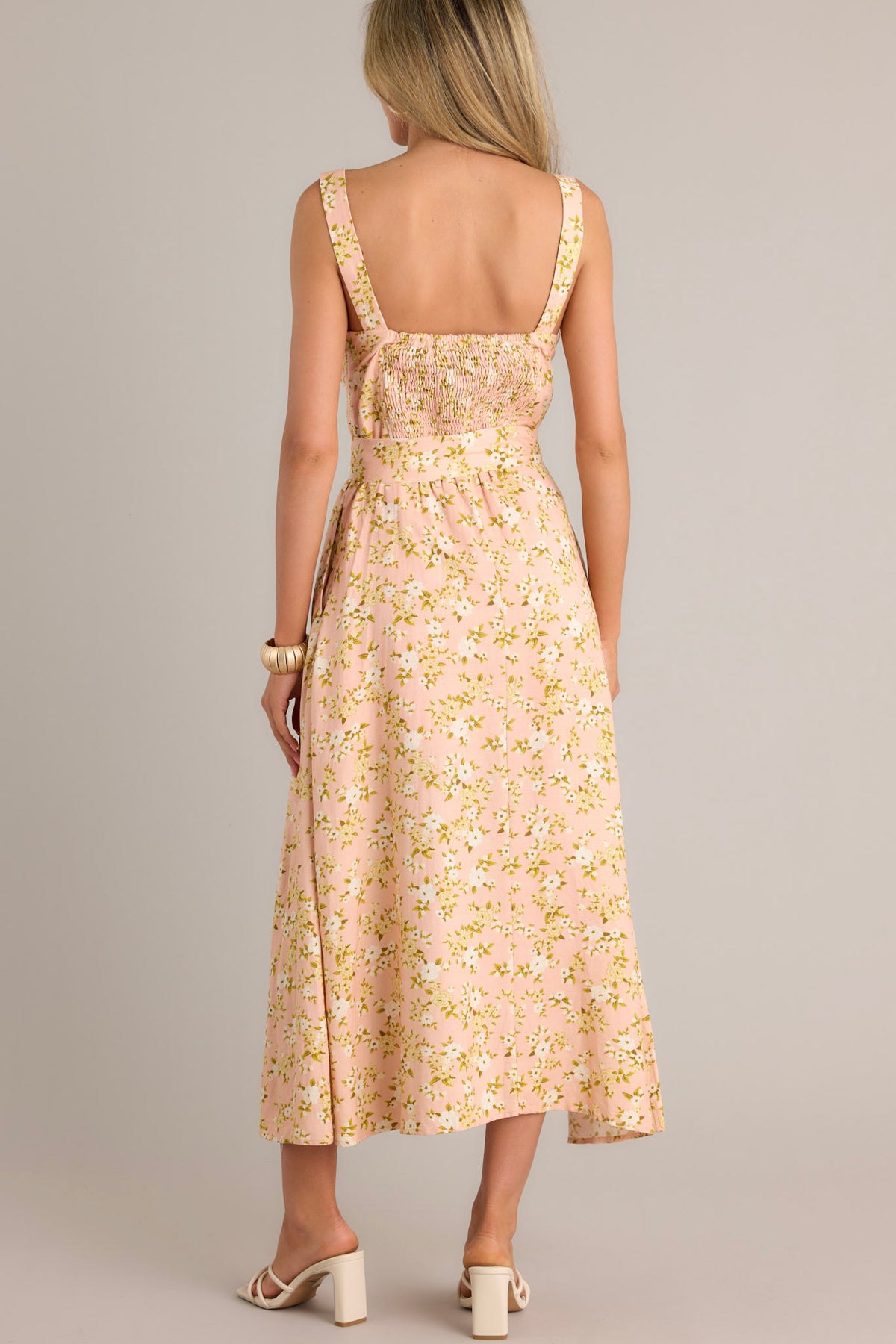 Aurelina Maxi Dress In Pink And Orange Floral Linen Blend