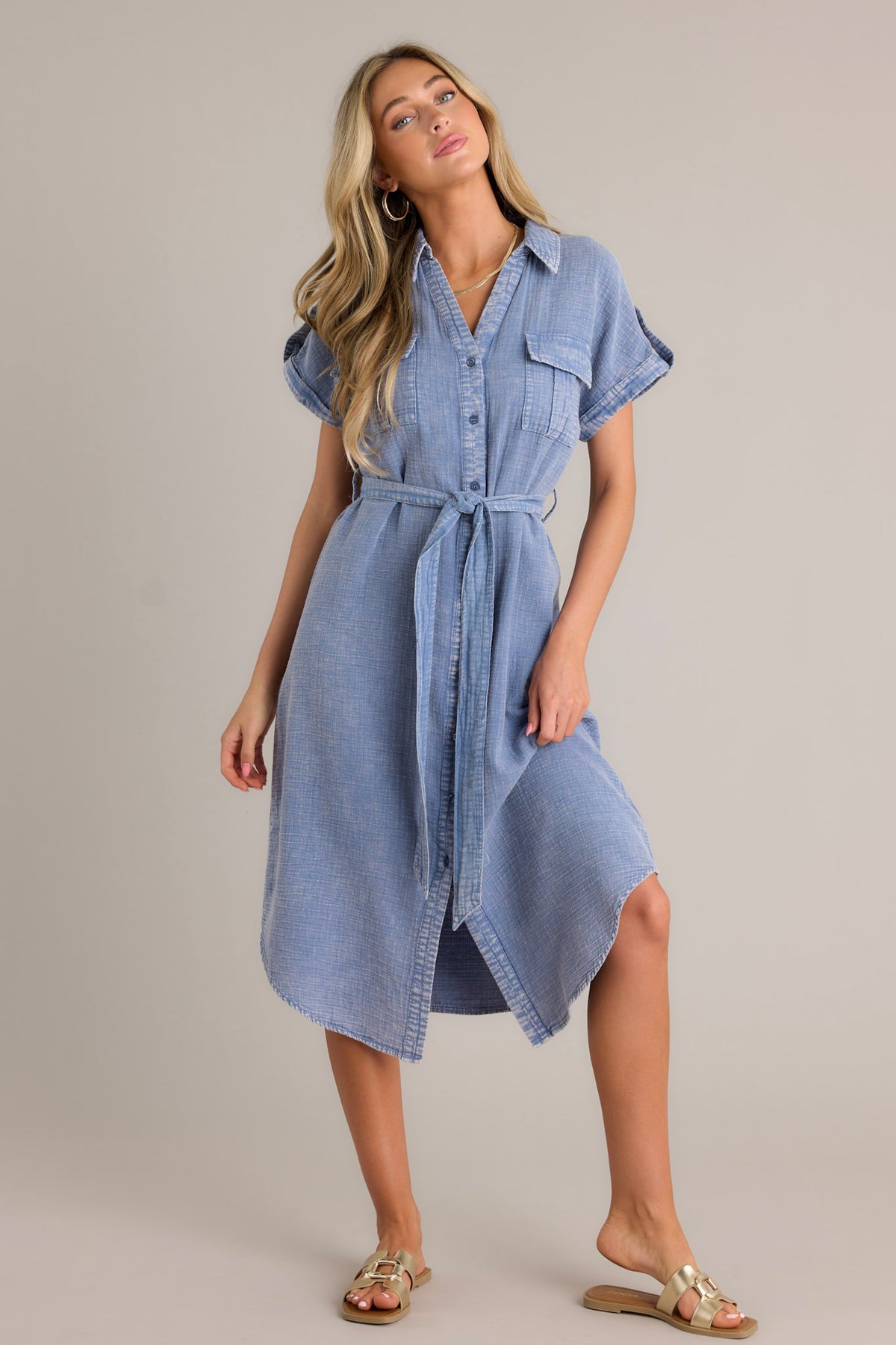 Sudenhaus 100% Cotton Blue Maxi Dress with X Straps