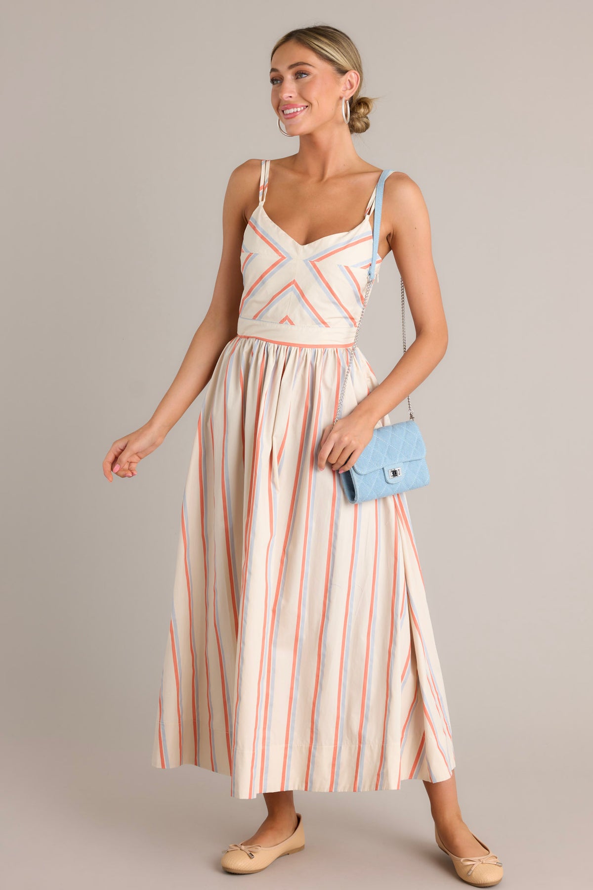 Beige Ruched Maxi Dress main image 0