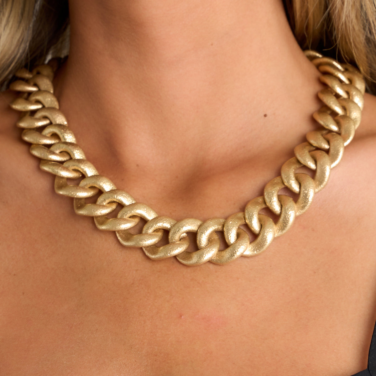 Matte Gold Textured Necklace - All Necklaces | Red Dress Matte Gold Textured Necklace - All Necklaces | Red Dress