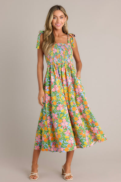 Green Multi Floral Maxi Dress - All Dresses