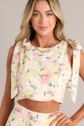 Scalloped Ivory Floral Crop Top All Tops Red Dress scalloped-ivory-floral-crop-top-all-tops-red-dress