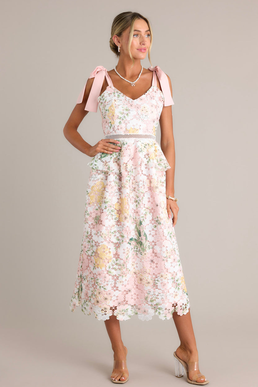 ON THE RIGHT TRACK PEACH WOVEN MIDI DRESS