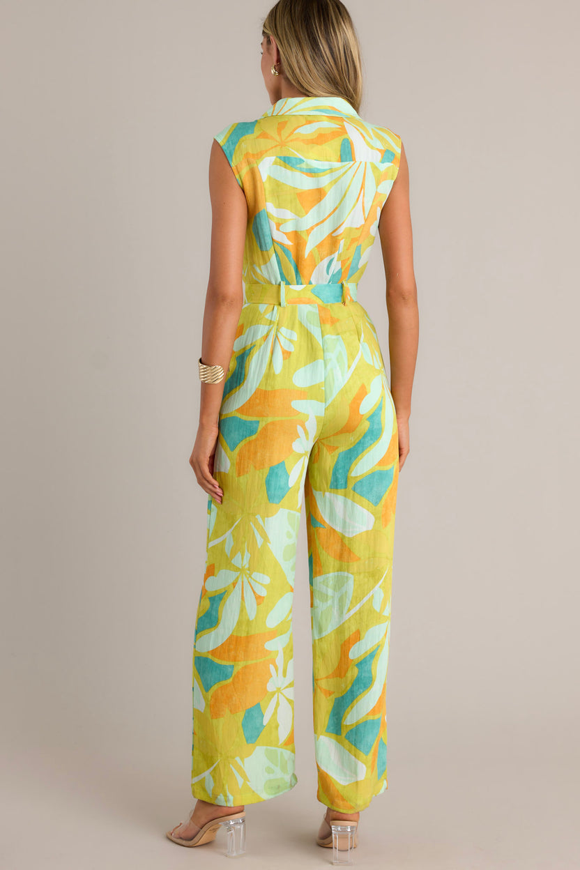 Set of 6  Green Birch Tropical Printed Jumpsuit (S,M,L)
