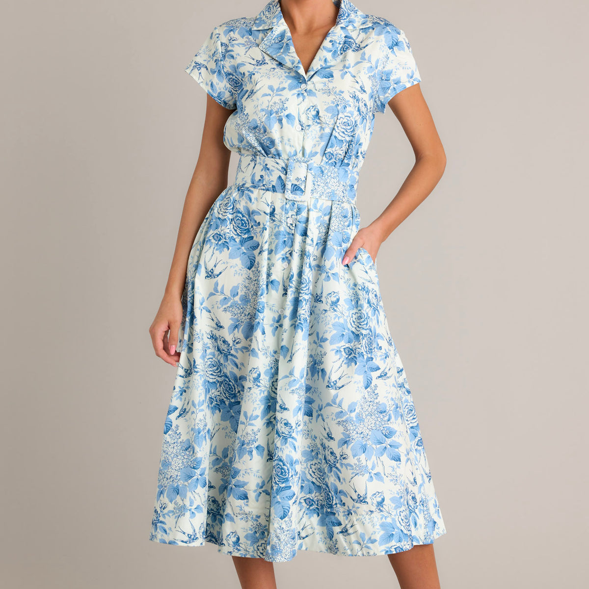 blue dress for baby girl Floral Blue & White Midi Dress - All Dresses