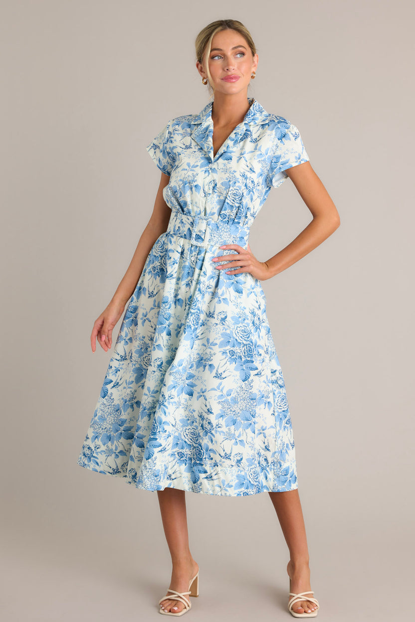 Blue and White Midi Dress main image 0