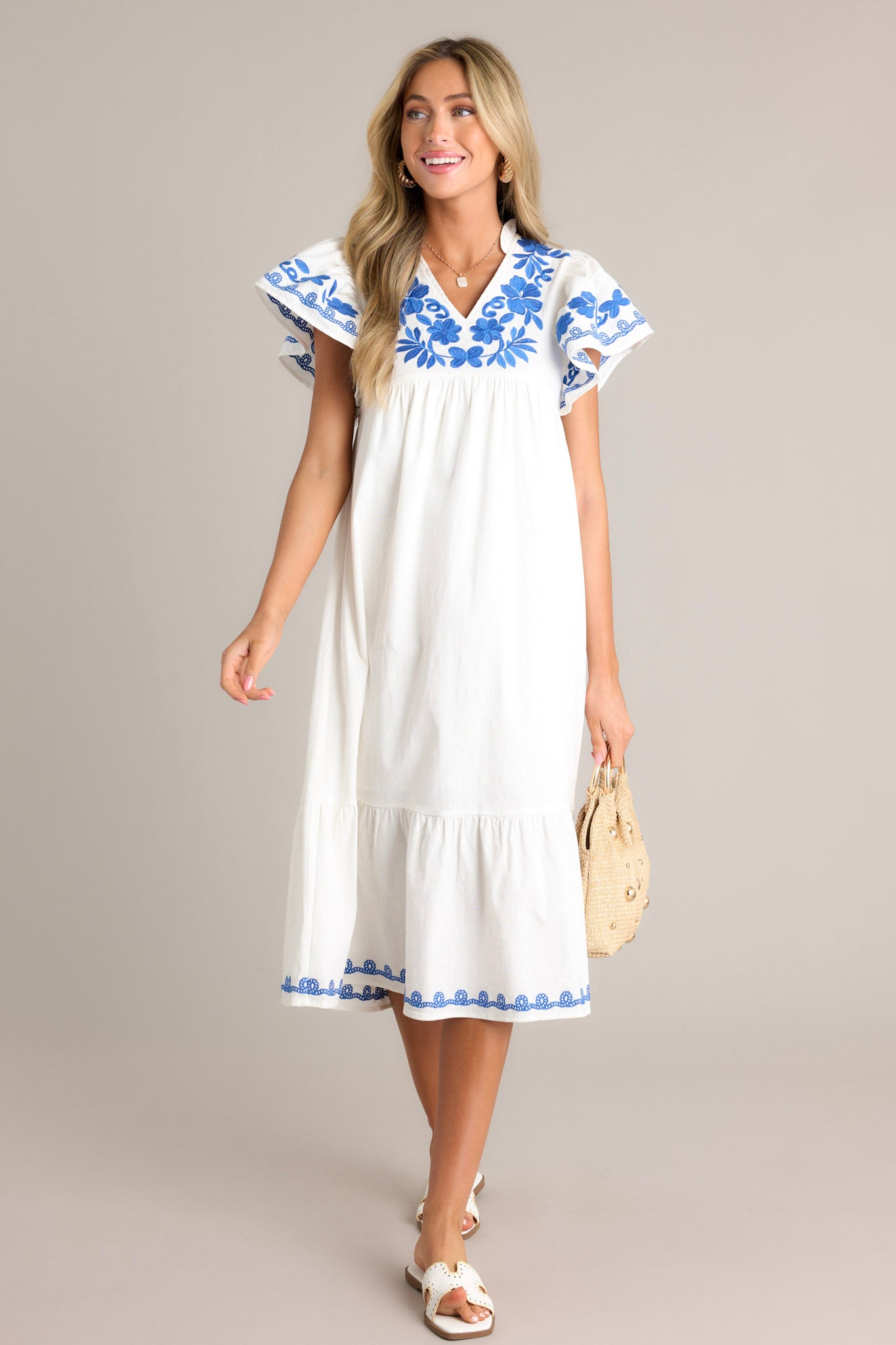 Ivory Dress with Yellow Rose Embroidery main image 0
