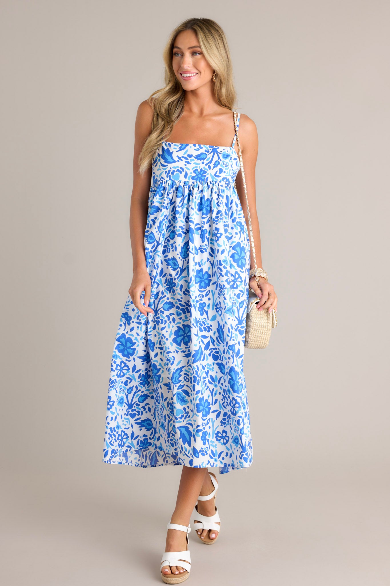 Blue Floral Maxi Dress - All Dresses | Red Dress