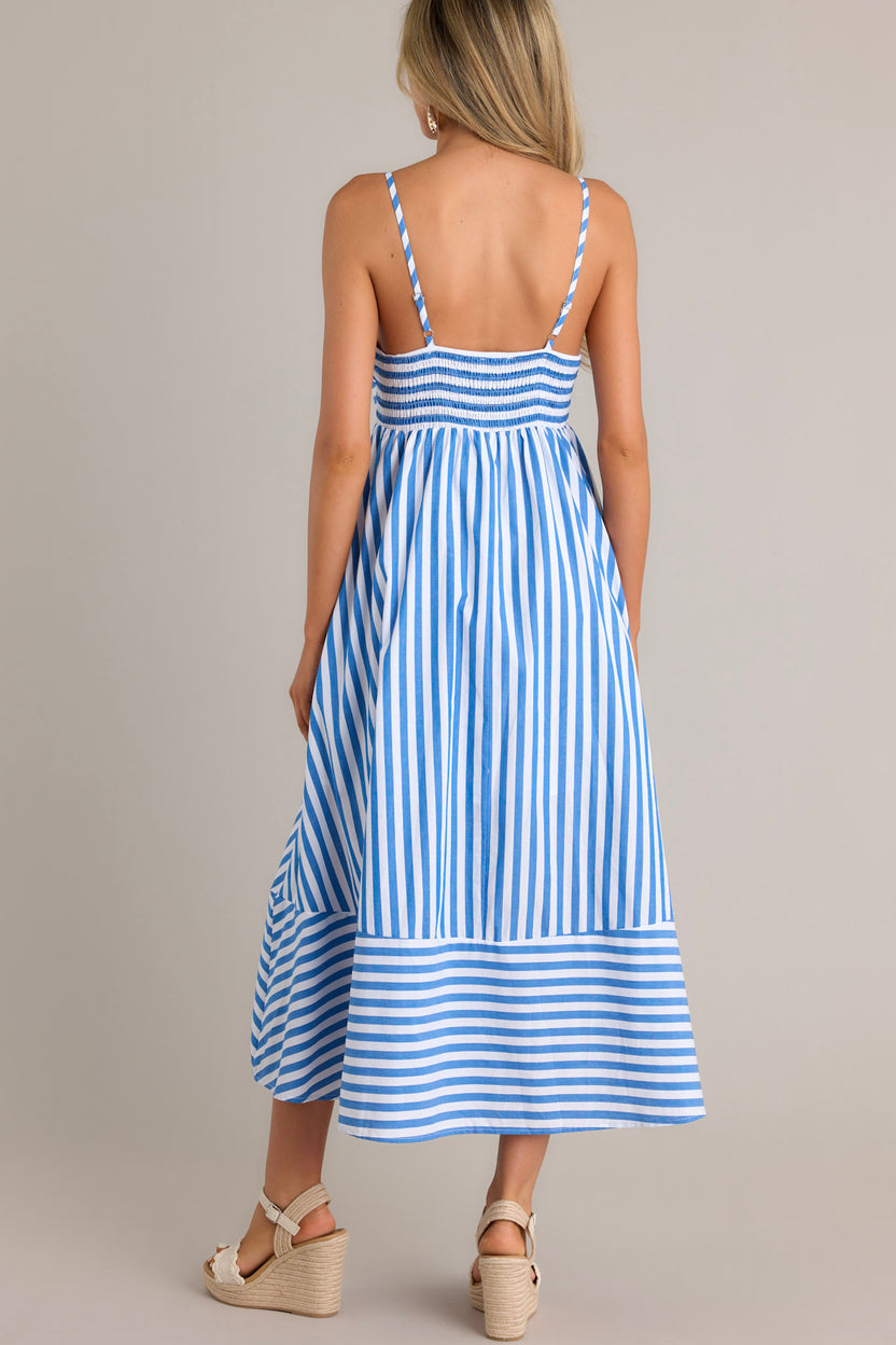 Speechless Cotton Midi Dress - Blue Stripe
