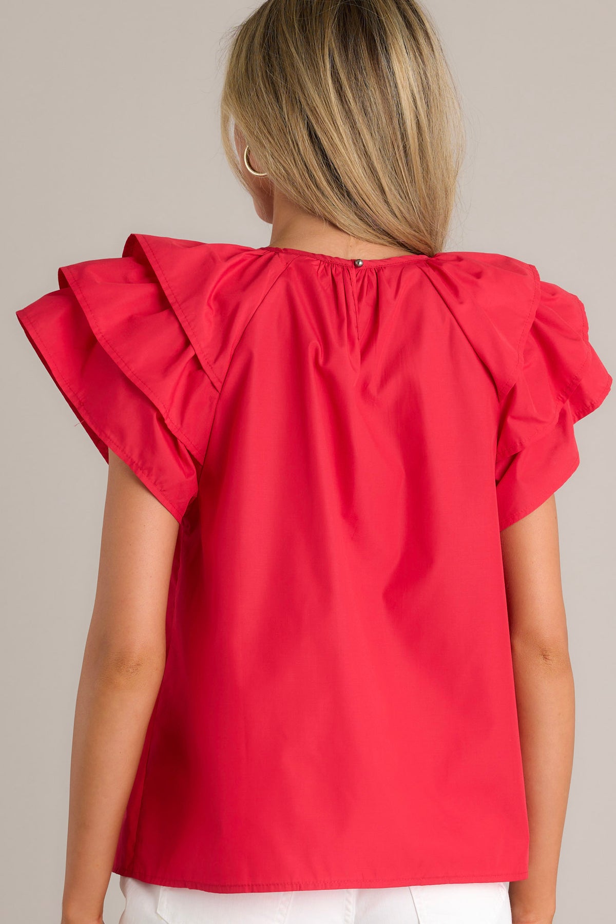 Red Ruffle Sleeve Top - All Tops | Red Dress