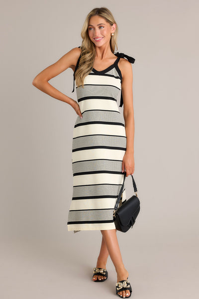 Black Stripe Midi Dress - All Dresses | Red Dress Black Stripe Midi Dress - All Dresses | Red Dress