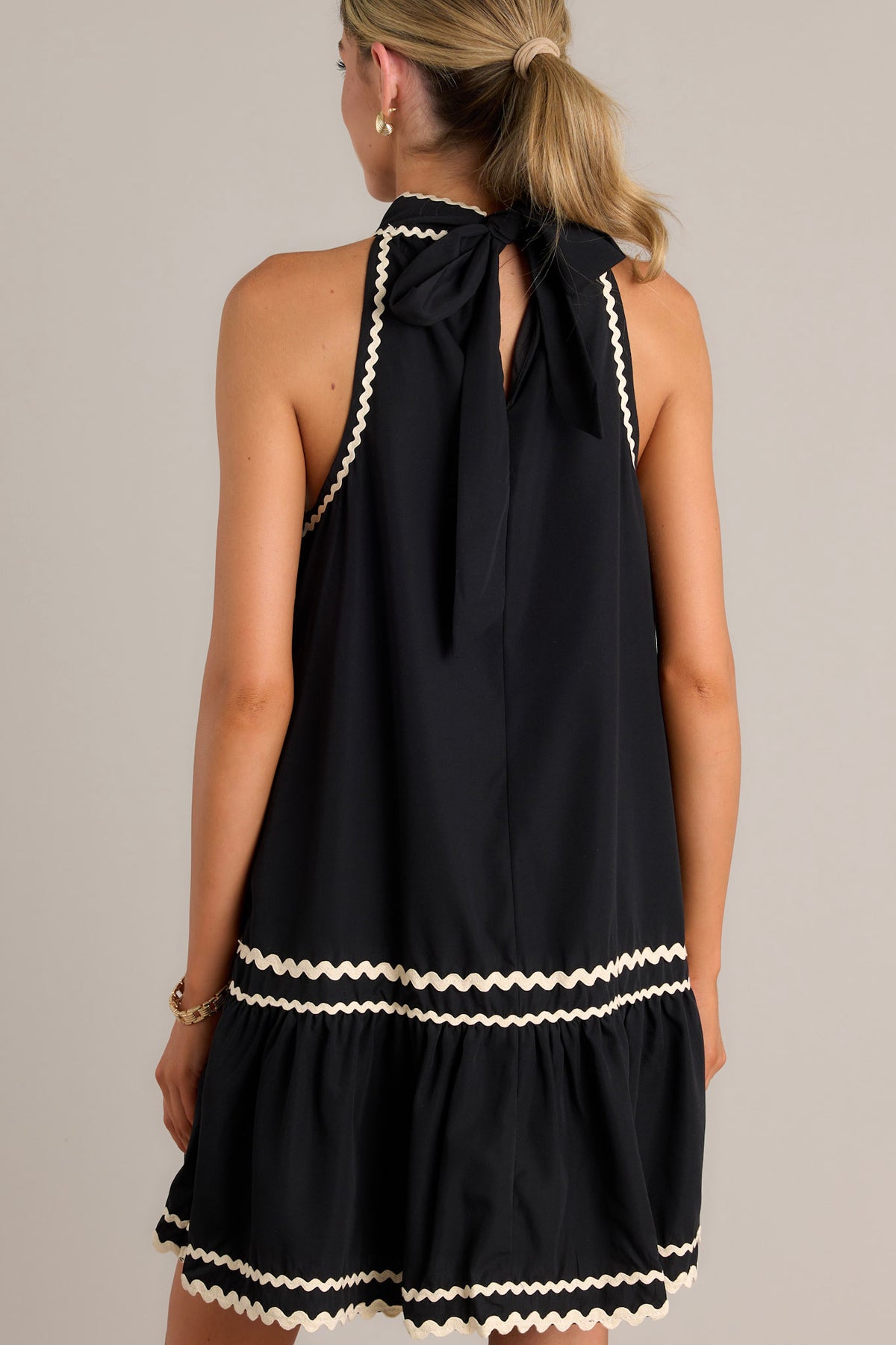 Women Floral Ricrac Embellished Tiered Mini Dress