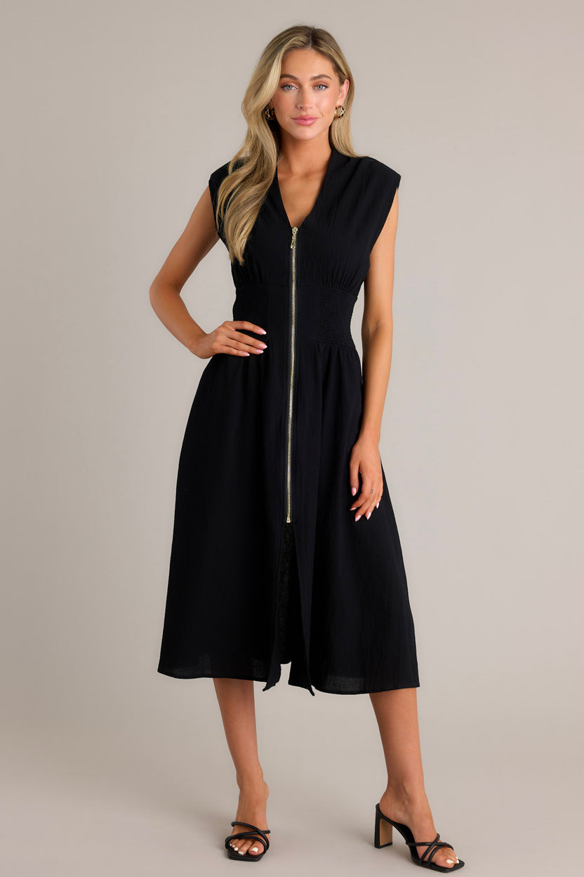 DAYDREAM Midi Dress - black cotton blend