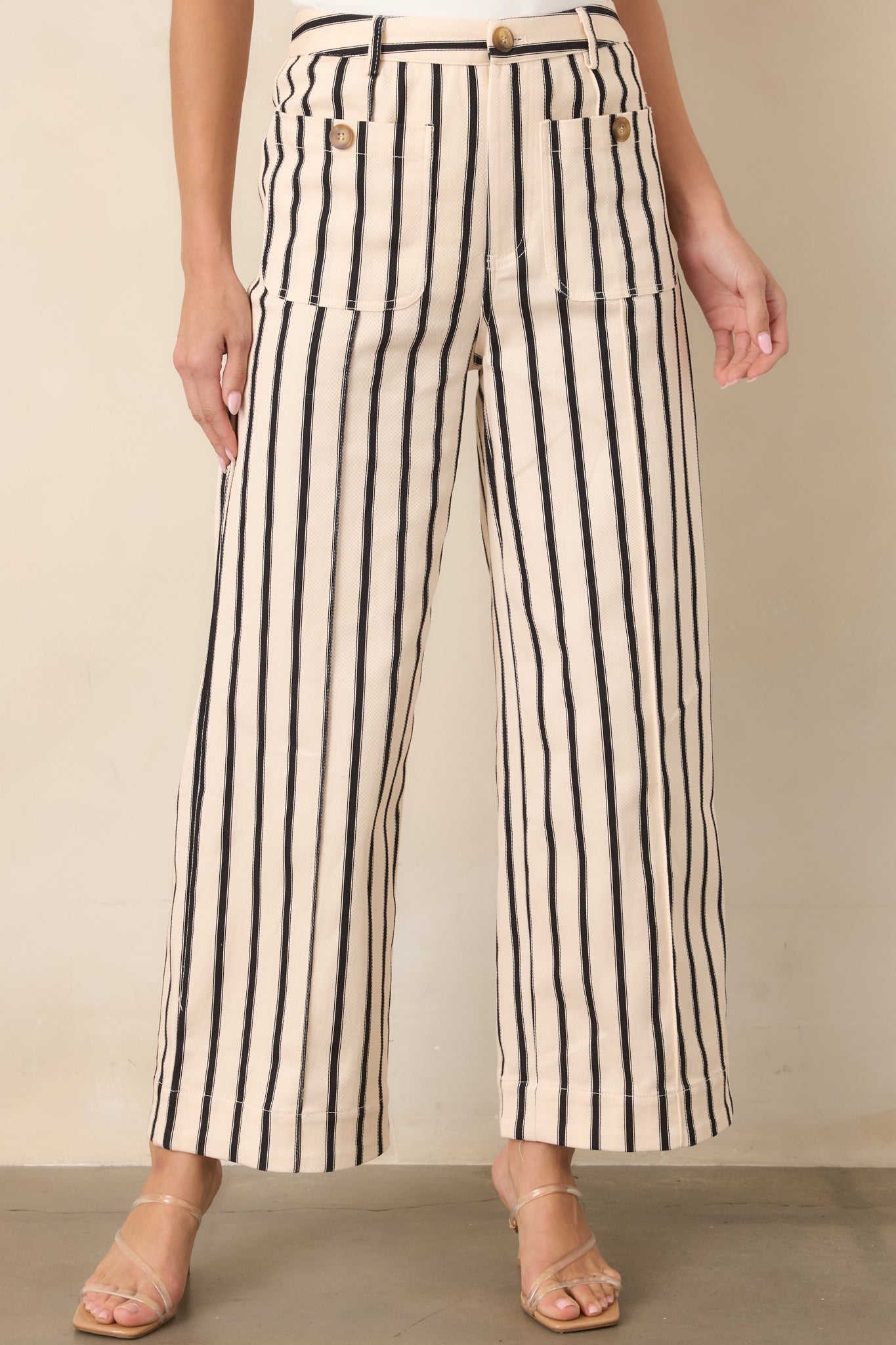Leading the Way Black Stripe Cotton Pants