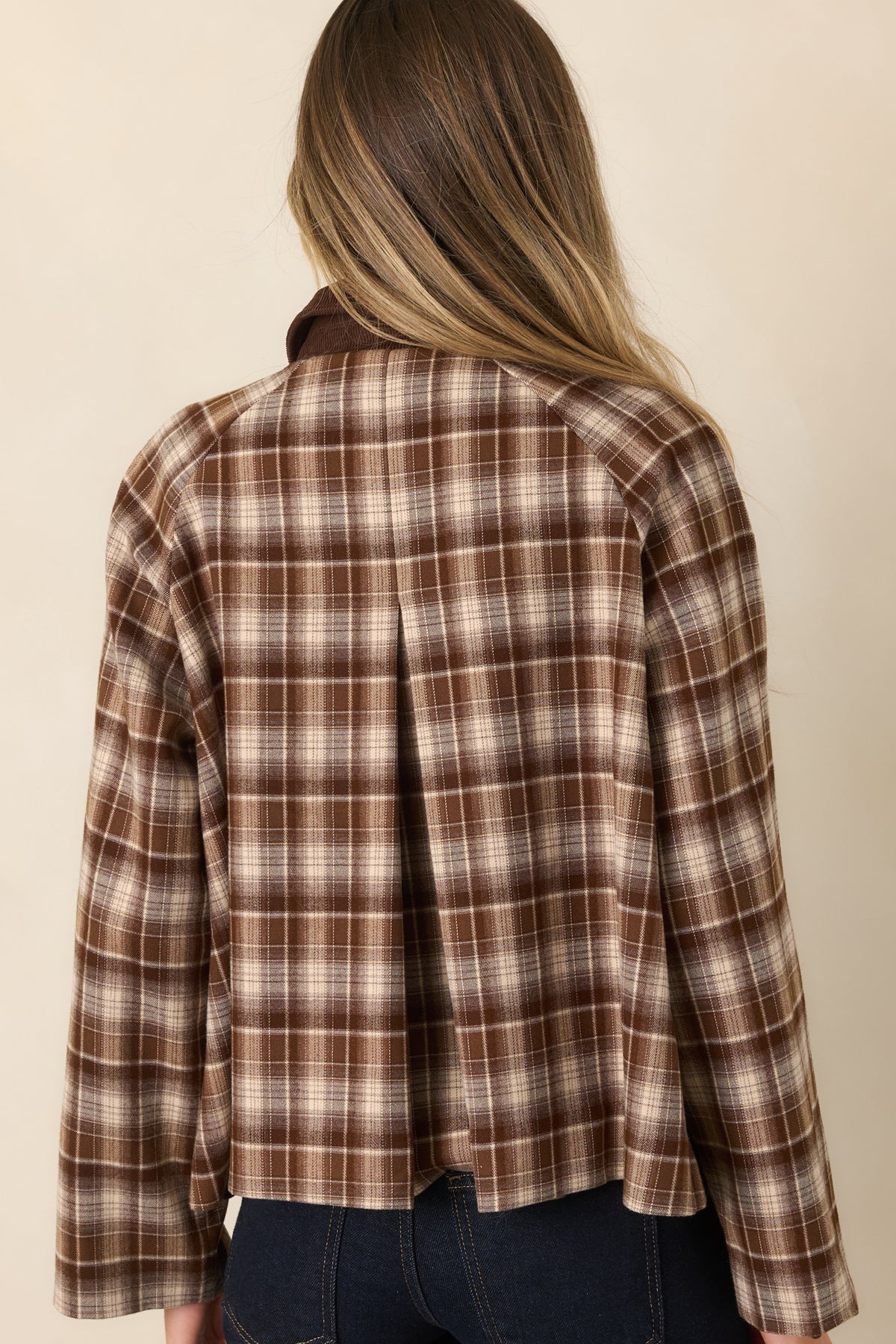 Winding Roads Brown Plaid Zip Up Jacket
