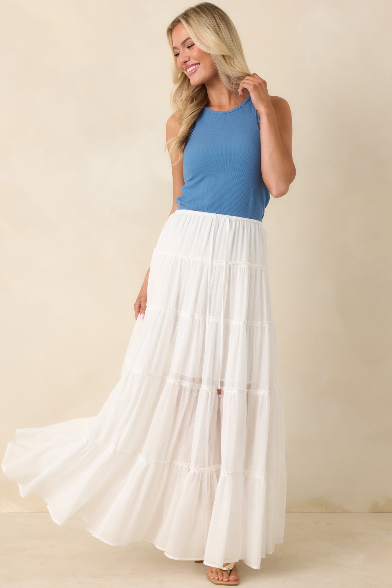Z Supply Boa Lake Blue Cotton Ribbed Tank | Red Dress