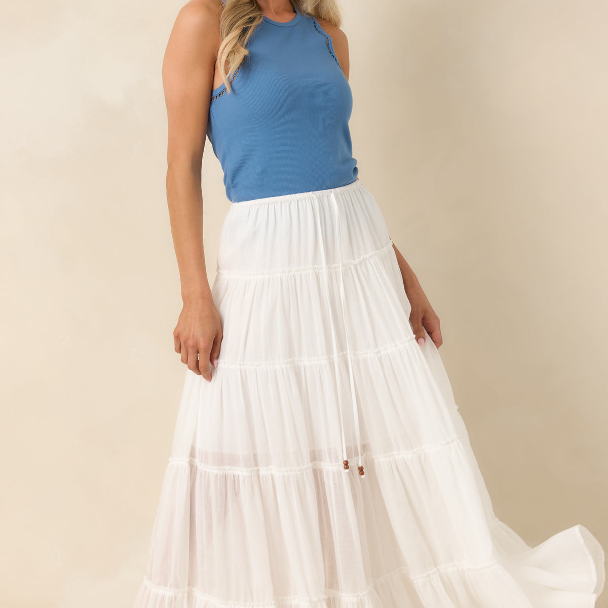 Z Supply Boa Lake Blue Cotton Ribbed Tank | Red Dress