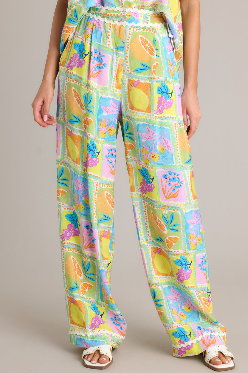 Set of 6 Tropical Ash Leaf Printed Pants (S,M,L)