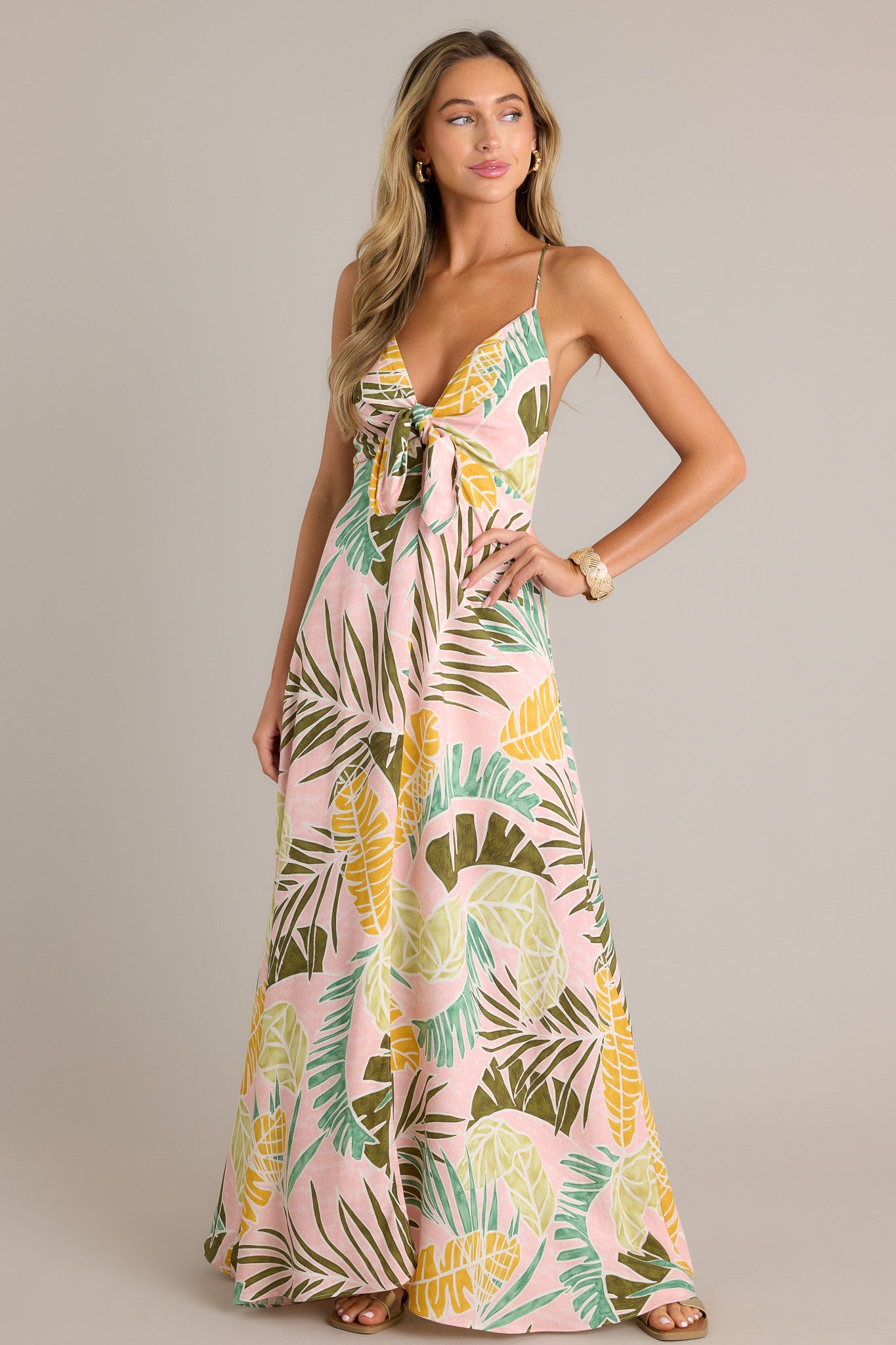 Bubblegum Pink Tropical Maxi Dress main image 0