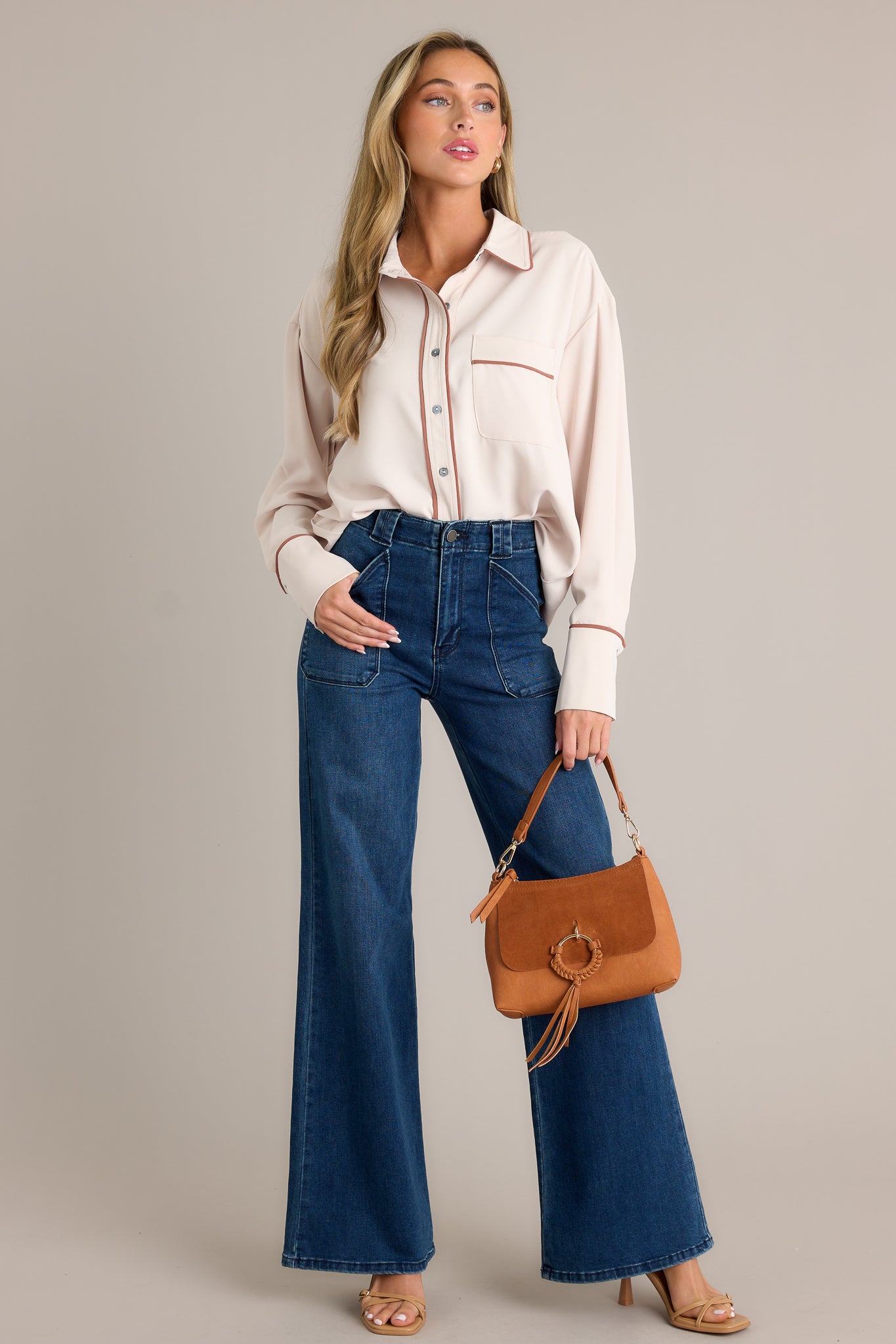 Dark Wash Wide Leg Jeans All Denim Red Dress