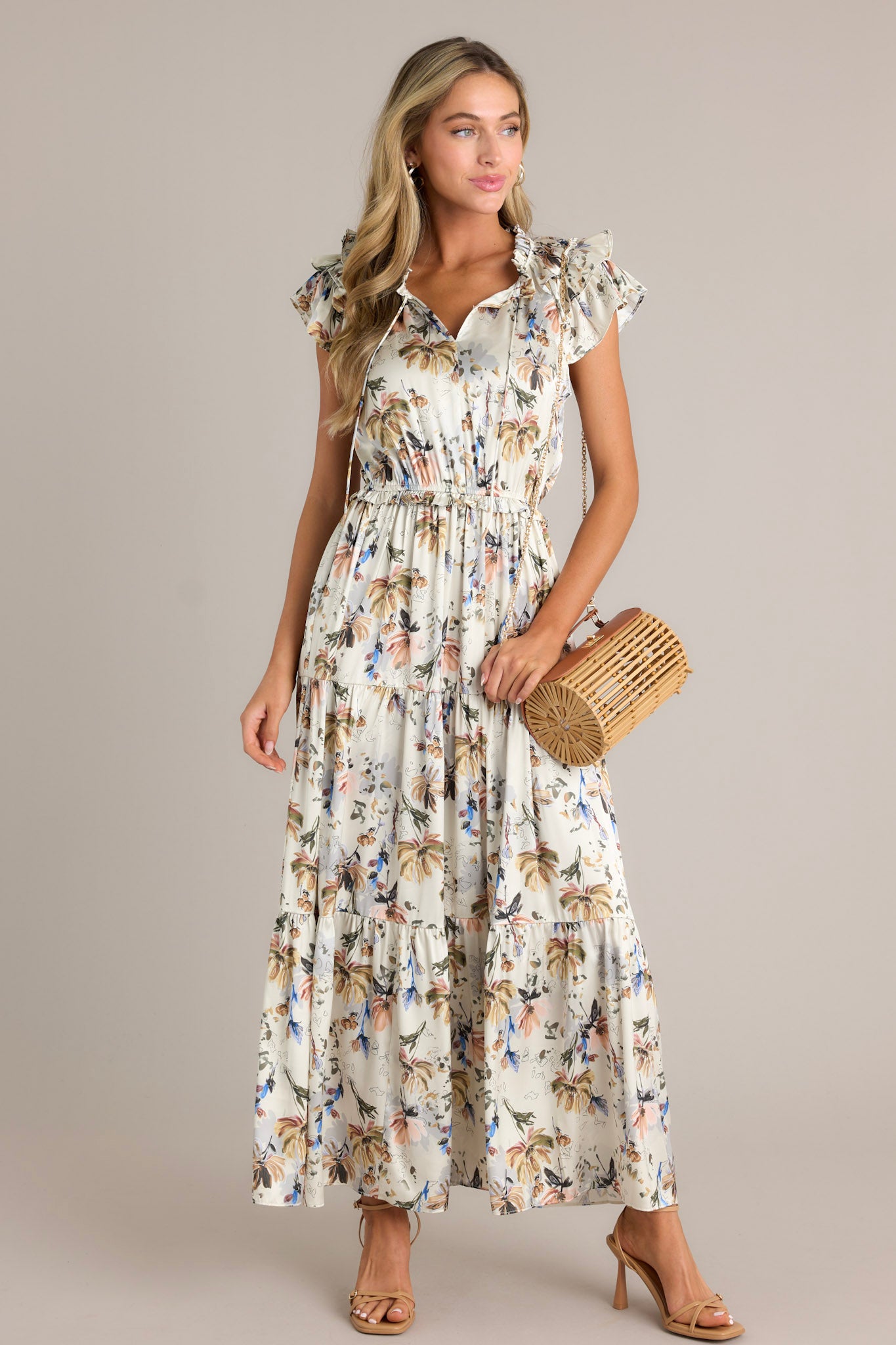 Ivory Floral Maxi Dress All Dresses Red Dress