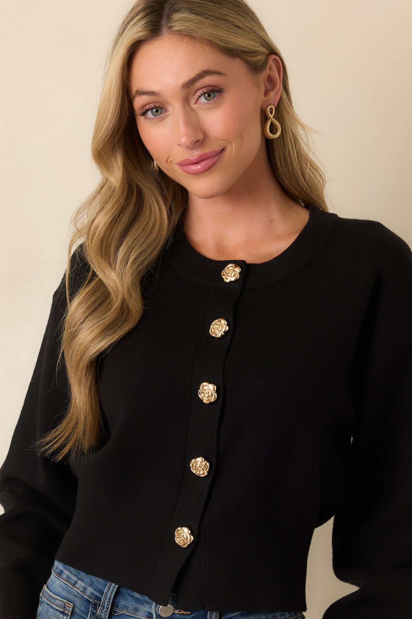 Black Button Front Long Sleeve - Cardigans