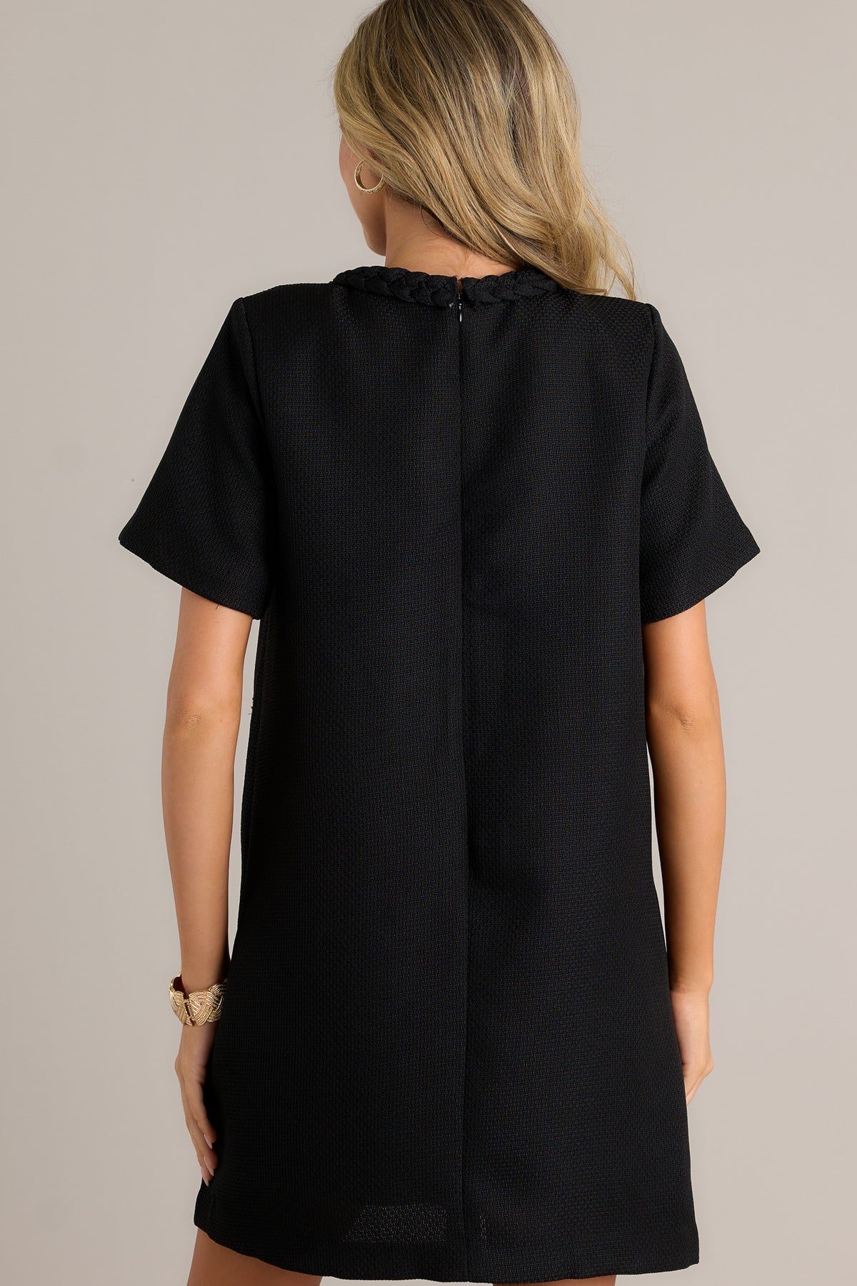 Black Tweed Trimmed Dress