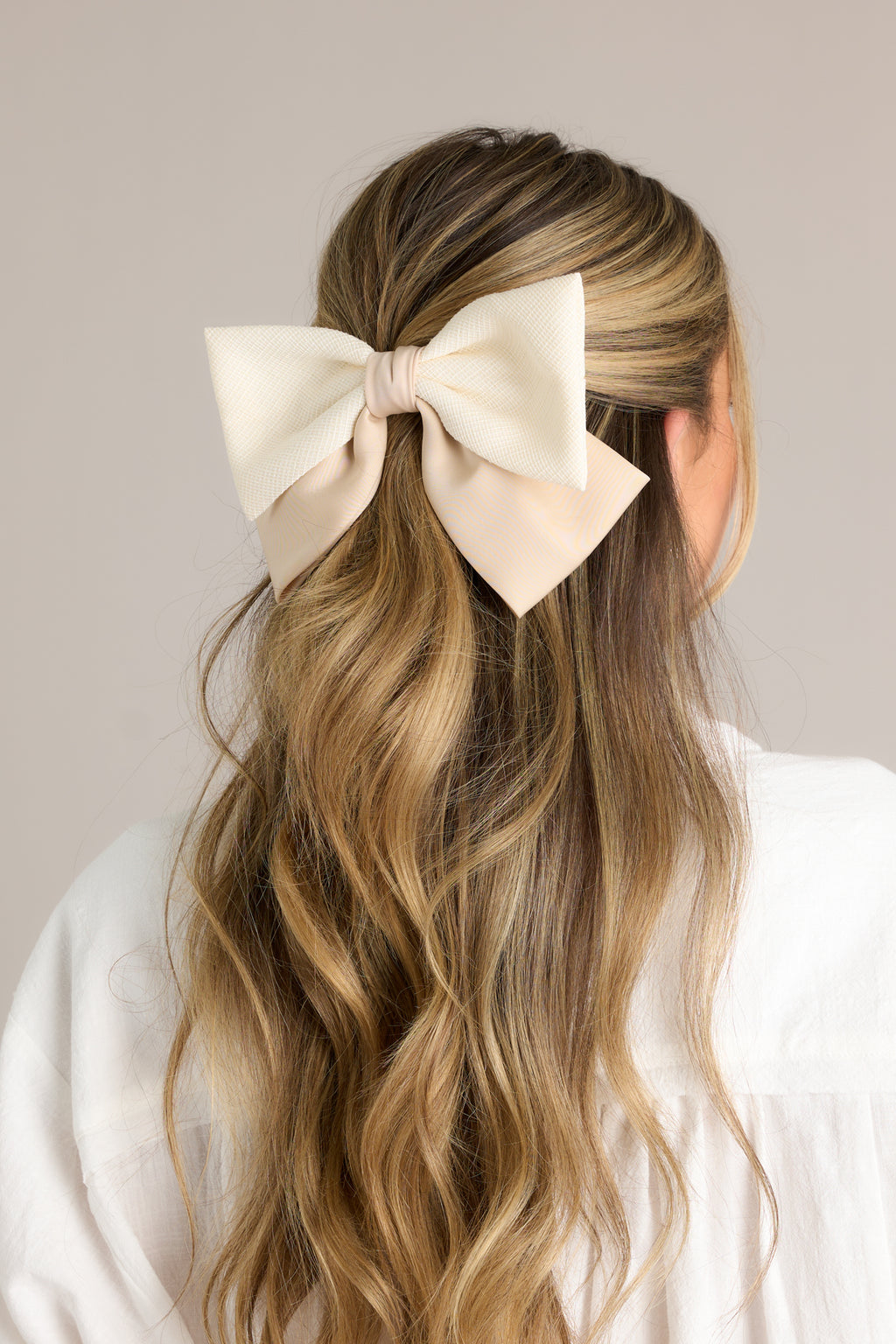 Elegant Beige Ribbon Hair Clip with Gem Accents Amazon.com : Aileam Hair Clip, 2PCS Hair Bows for Women Hair  main image 4