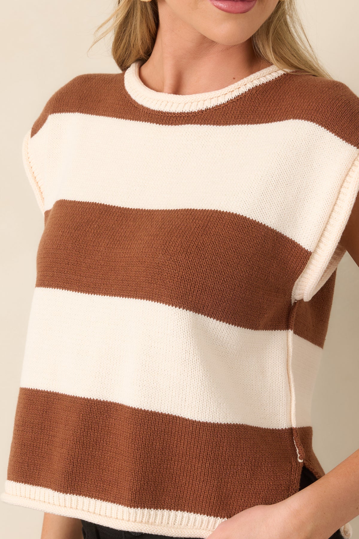 All In A Day Brown & Ivory Stripe Knit Top