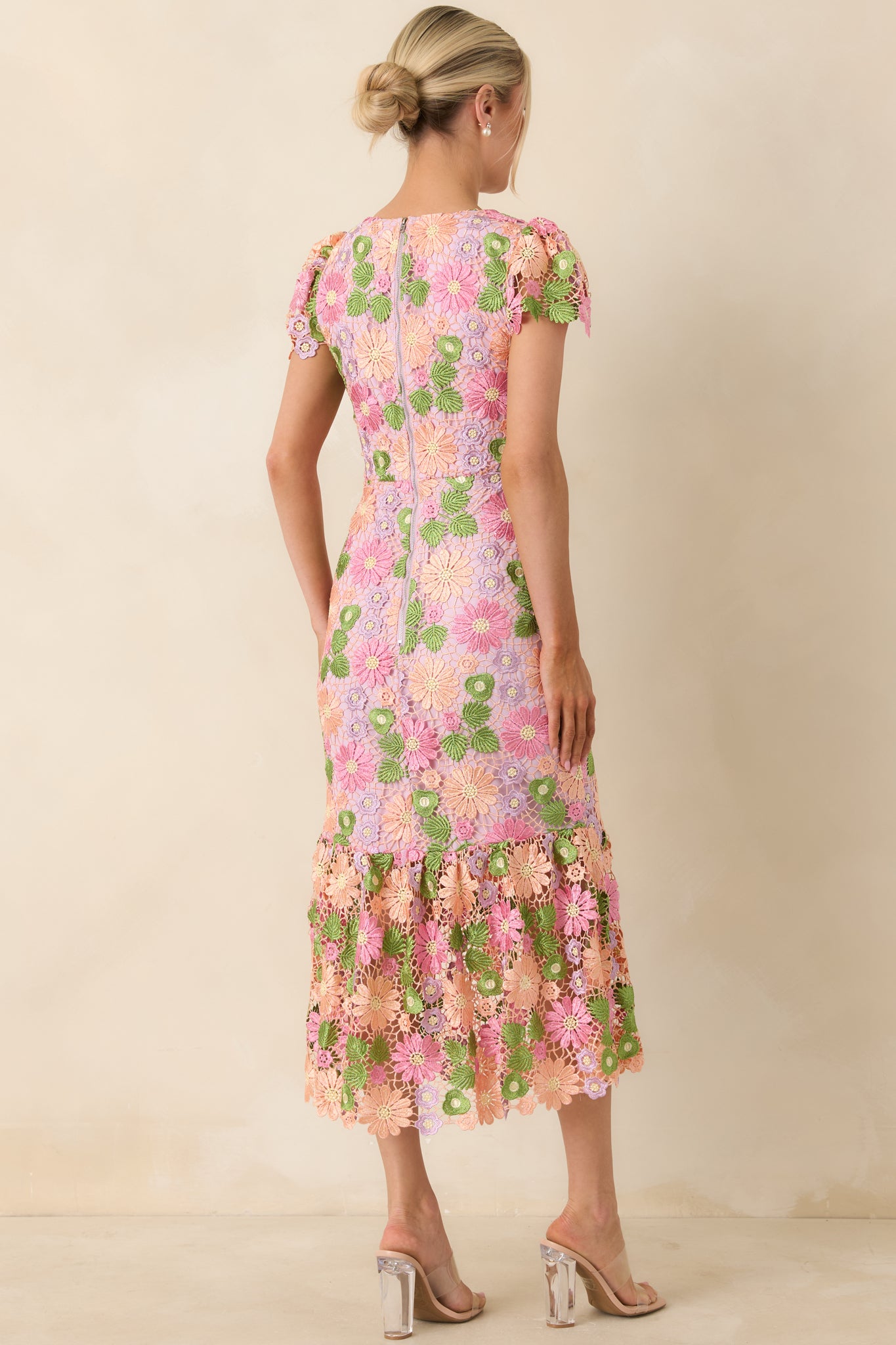 Women's My Debut Lavender Embroidered Floral Midi Dress | Color: Purple | Size: S | Red Dress Women's My Debut Lavender Embroidered Floral Midi Dress | Color: Purple | Size: S | Red Dress