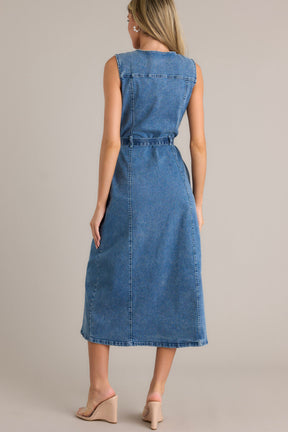 Denim Sleeveless Midi Dress