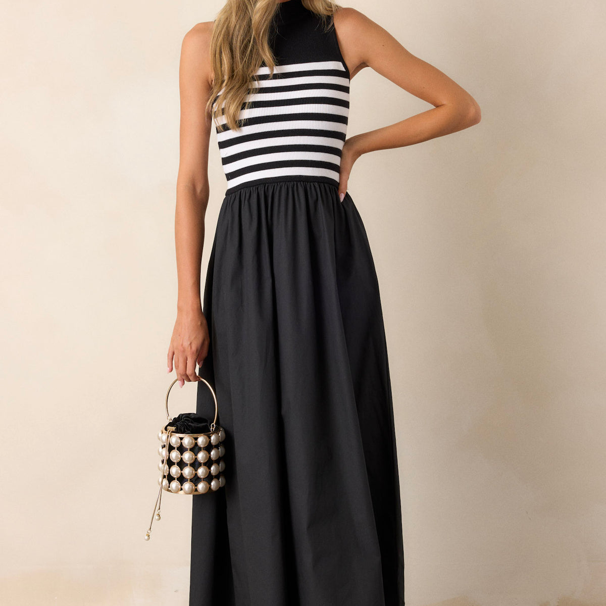 red and black striped dress Black Sleeveless Striped Maxi Dress - All Dresses