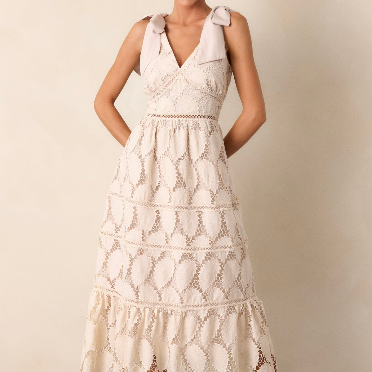 Light Beige Lace Maxi Dress - All Dresses | Red Dress