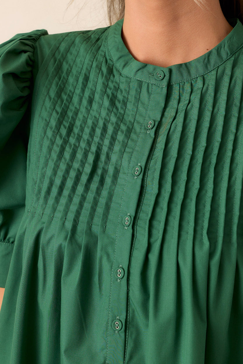 Mist Green Tiered Ruffled Puff Sleeve Loose Fit Mini Dress