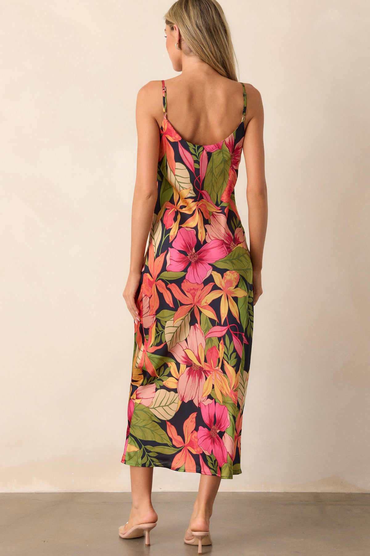 Women's Black Floral Printed Shirt Midi Dress