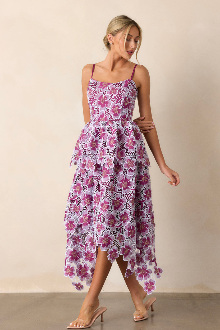 Rougish Plum Flared Midi Dress for Women