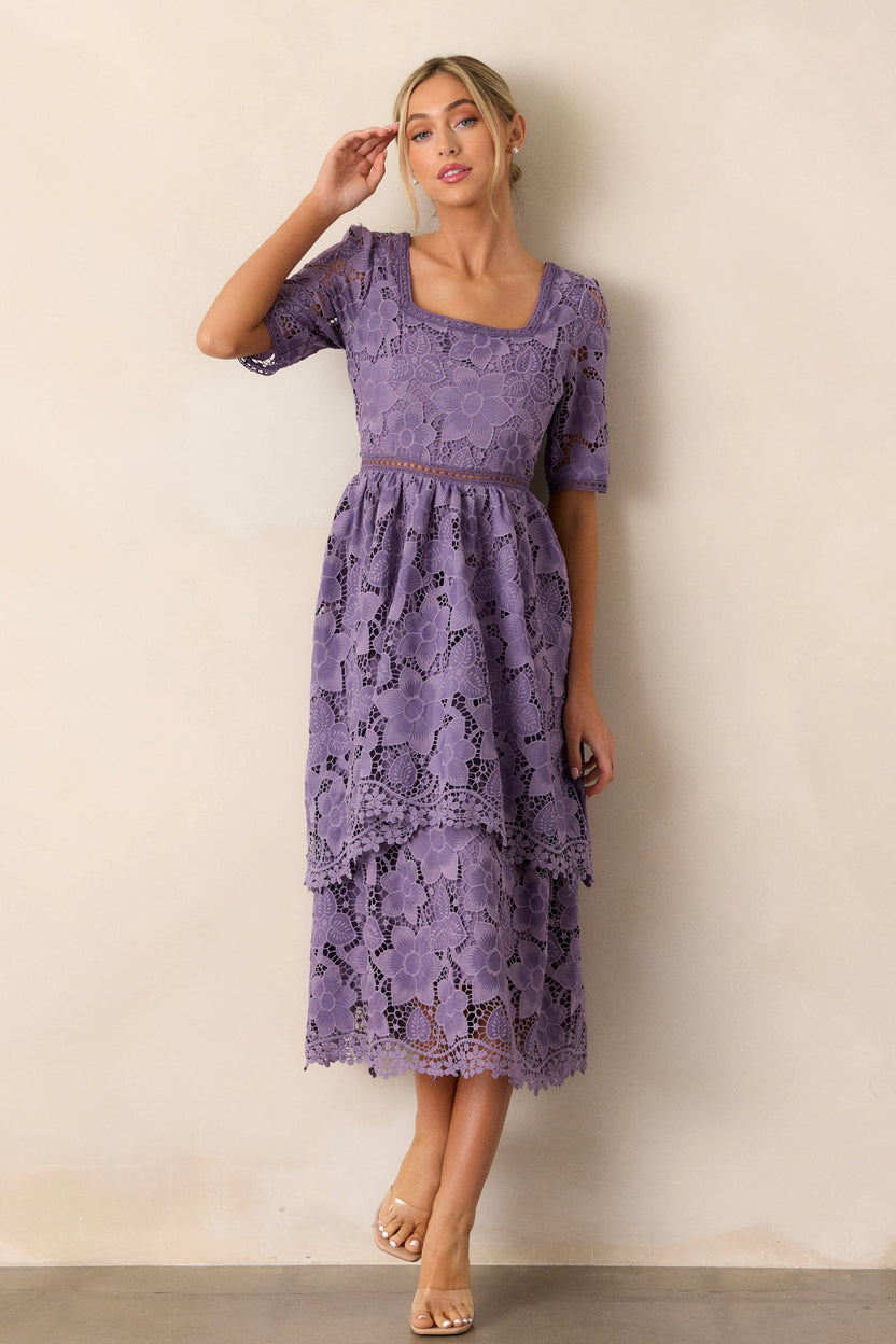 Ella Midi Dress in Ivy Lilac Garden