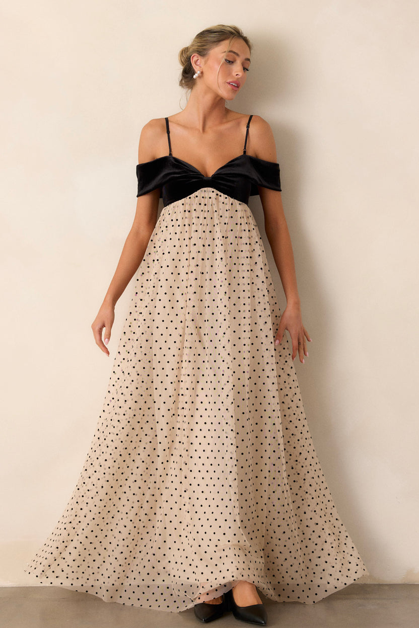 Beige Swiss Dot Dress