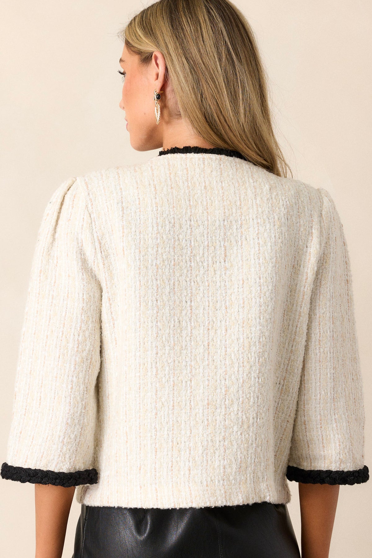 Ivory Button Front Jacket - All Outerwear | Red Dress