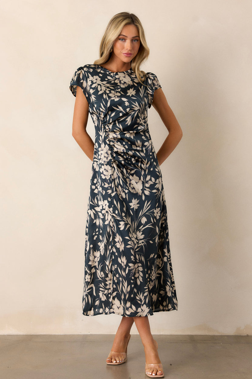 Teal Solid Cotton Midi Dress main image 1
