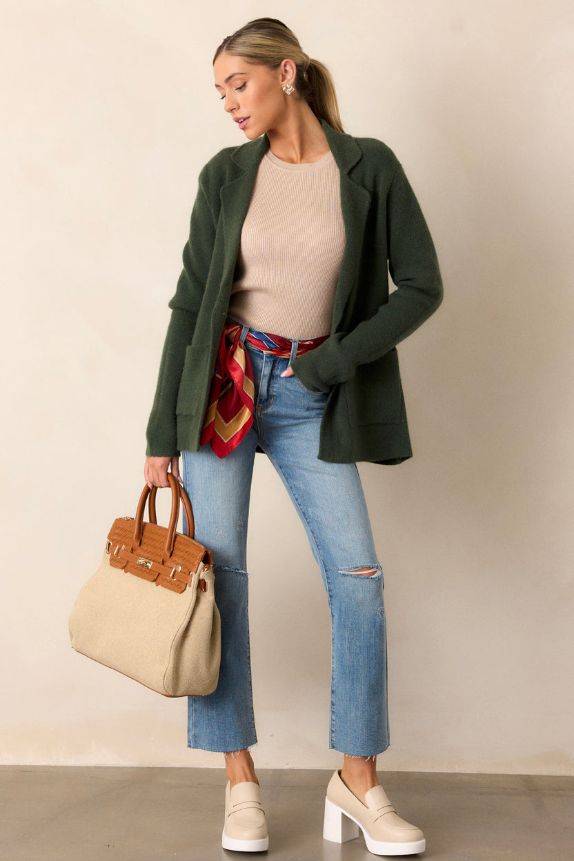 Hunter Green Long Sleeve Cardigan - Plus