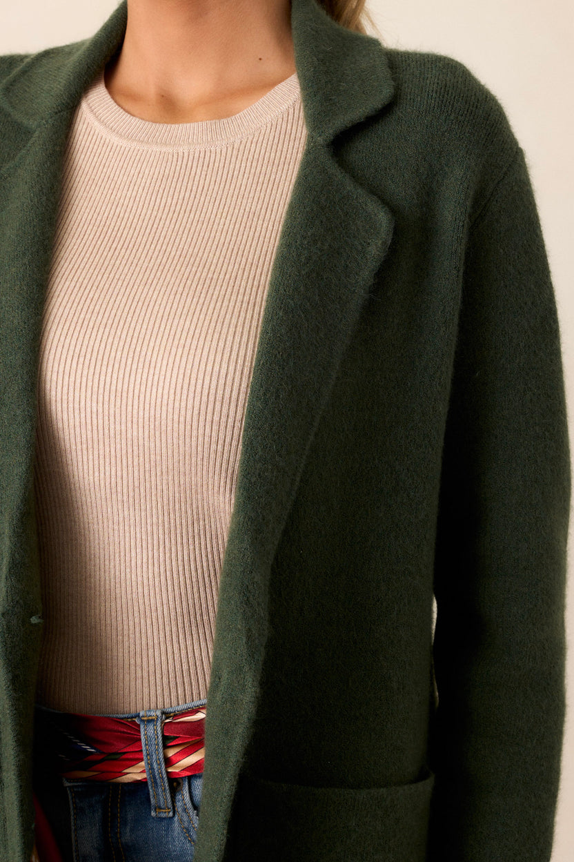 Elise Button Down Cardigan - Hunter Green main image 1