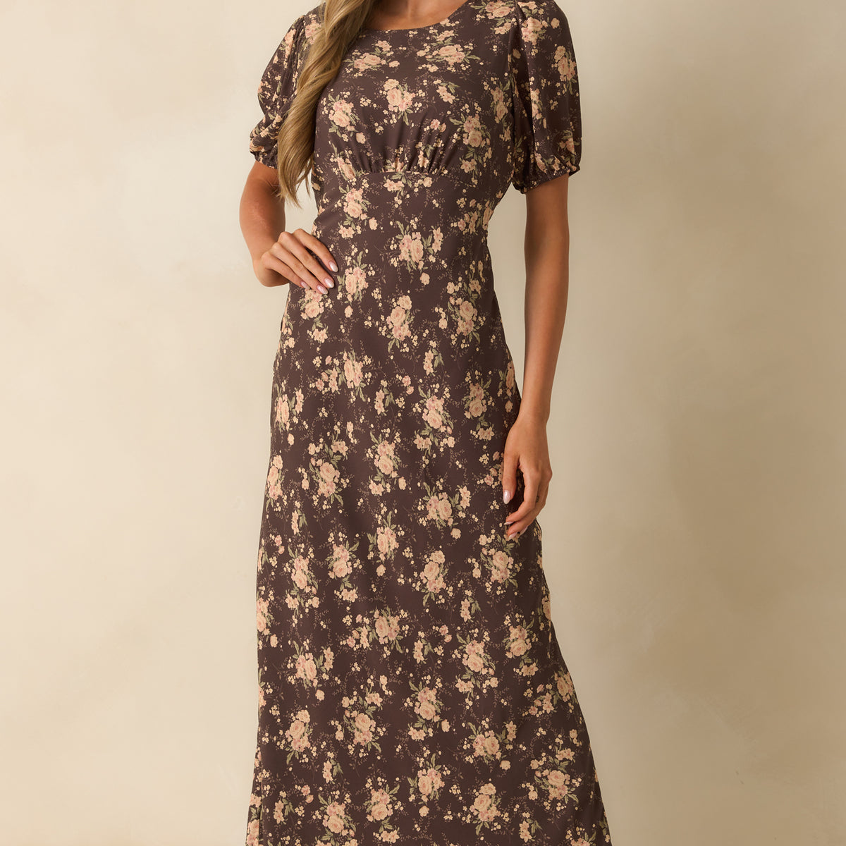 pink and brown floral dress Sherri Hill Floral Open Back Prom Dress 57601 Light Pink Print / 12