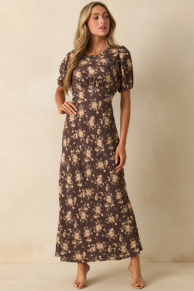 Chocolate Brown Floral Print Maxi Dress - All Dresses | Red Dress Chocolate Brown Floral Print Maxi Dress - All Dresses | Red Dress
