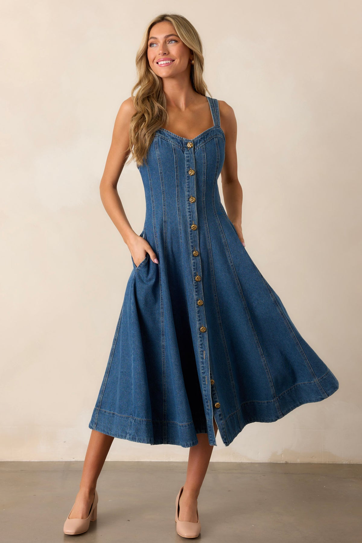Overdyed Denim Midi Dress main image 0
