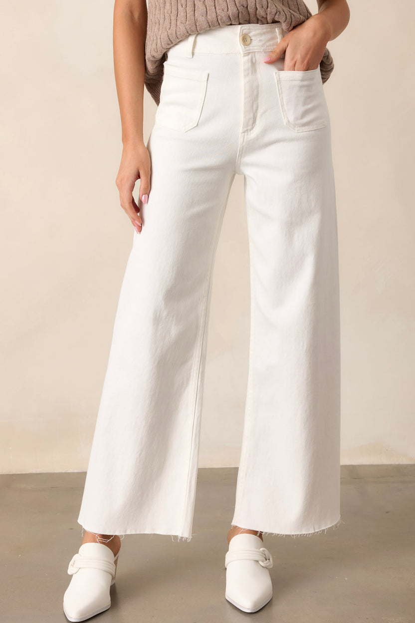 Ivory Drift Wide Denim Trousers